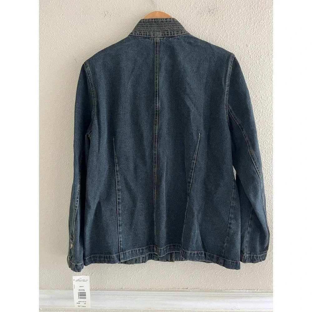 Benard Sport Vintage New Womens 12 Dark Wash Denim Jacket Military Deadstock